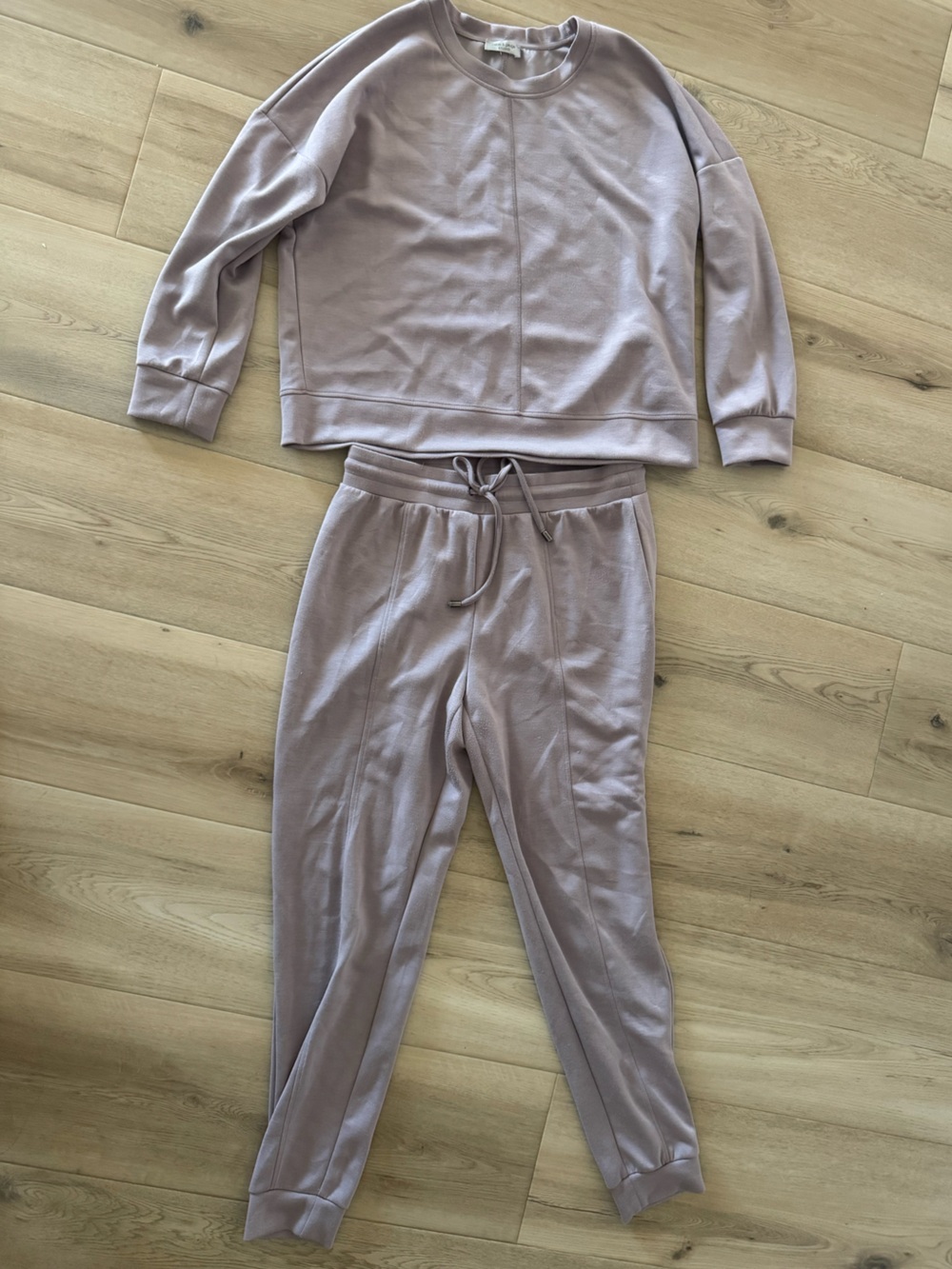 Cable & Gauge Dusty Mauve Ribbed Jogger Set - Cozy Lounge Pants